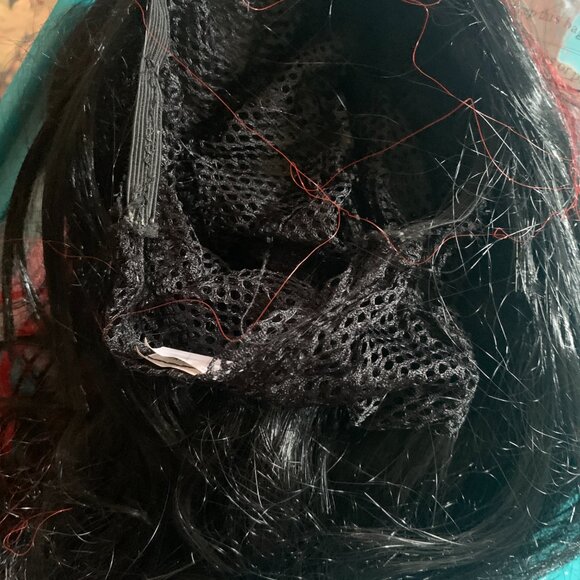 HALLOWEEN - NEW Wig Childrens Witch Wig Black & Red, long, straight, youth - Picture 4 of 7